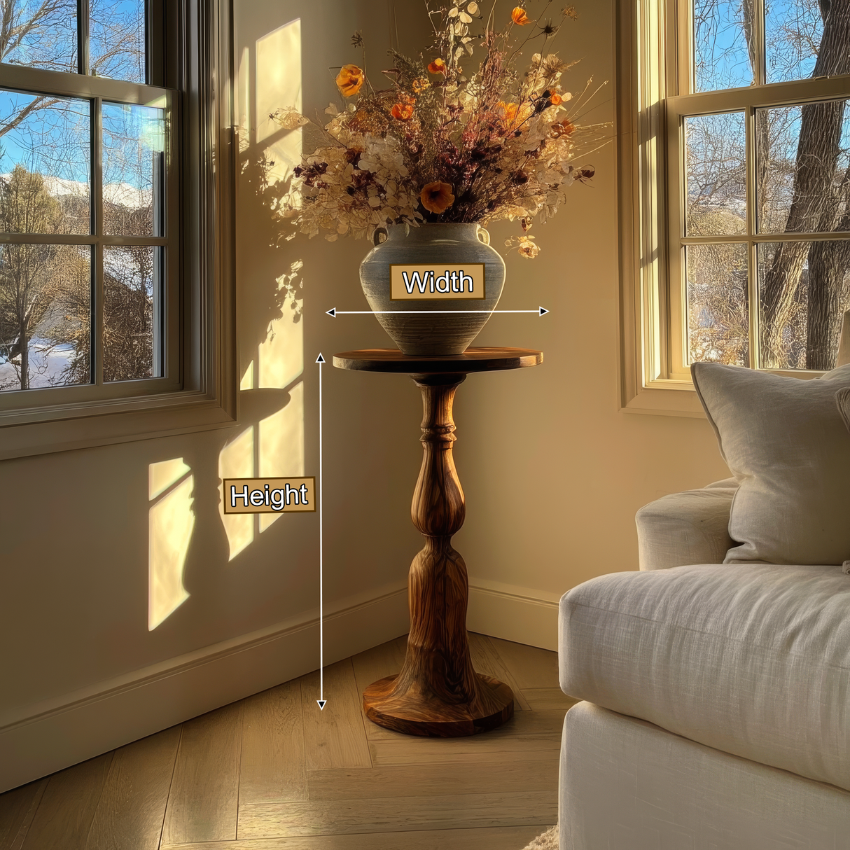 Zeravyn Solid Wood Pedestal Stand - Timberustic Pedestal Stand