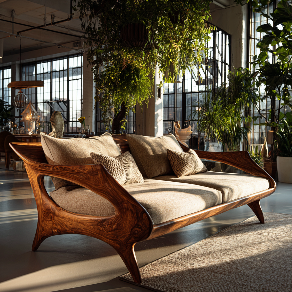 Zereth Sculpted Solid Wood Sofa - Timberustic Sofa