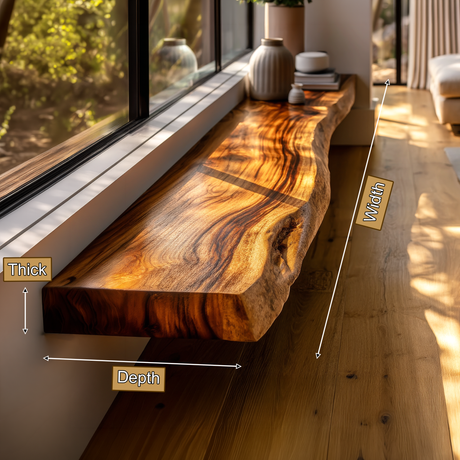Zerion Live Edge Solid Wood Floating Shelf SPA324936 - Timberustic Floating Shelf