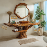 Zerion Rootform Solid Wood Freestanding Bathroom Vanity with Shelves - Timberustic Freestanding Bathroom Vanity with Shelves