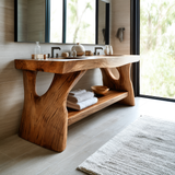 Zerion Sculpted Solid Wood Freestanding Bathroom Vanity with Shelves - Timberustic Freestanding Bathroom Vanity with Shelves