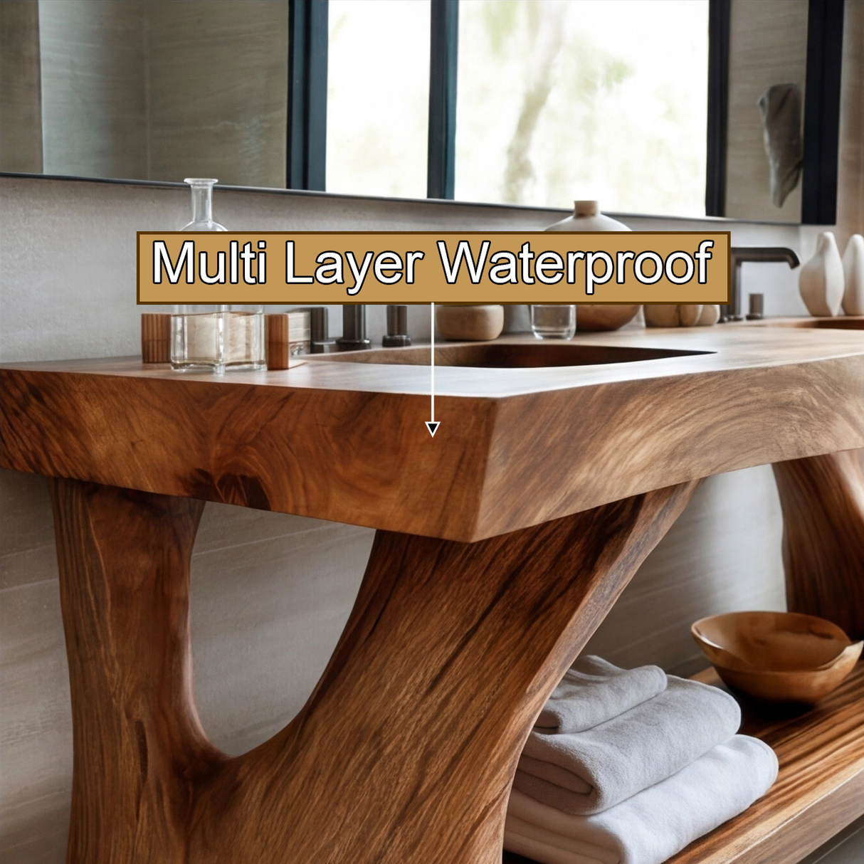 Zerion Sculpted Solid Wood Freestanding Bathroom Vanity with Shelves - Timberustic Freestanding Bathroom Vanity with Shelves