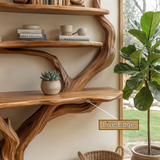 Zerith Sculpted Solid Wood Console Table with Shelves - Timberustic Console Table with Shelves