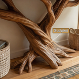 Zerith Sculpted Solid Wood Console Table with Shelves - Timberustic Console Table with Shelves