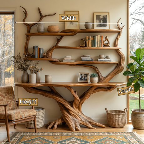 Zerith Sculpted Solid Wood Console Table with Shelves - Timberustic Console Table with Shelves