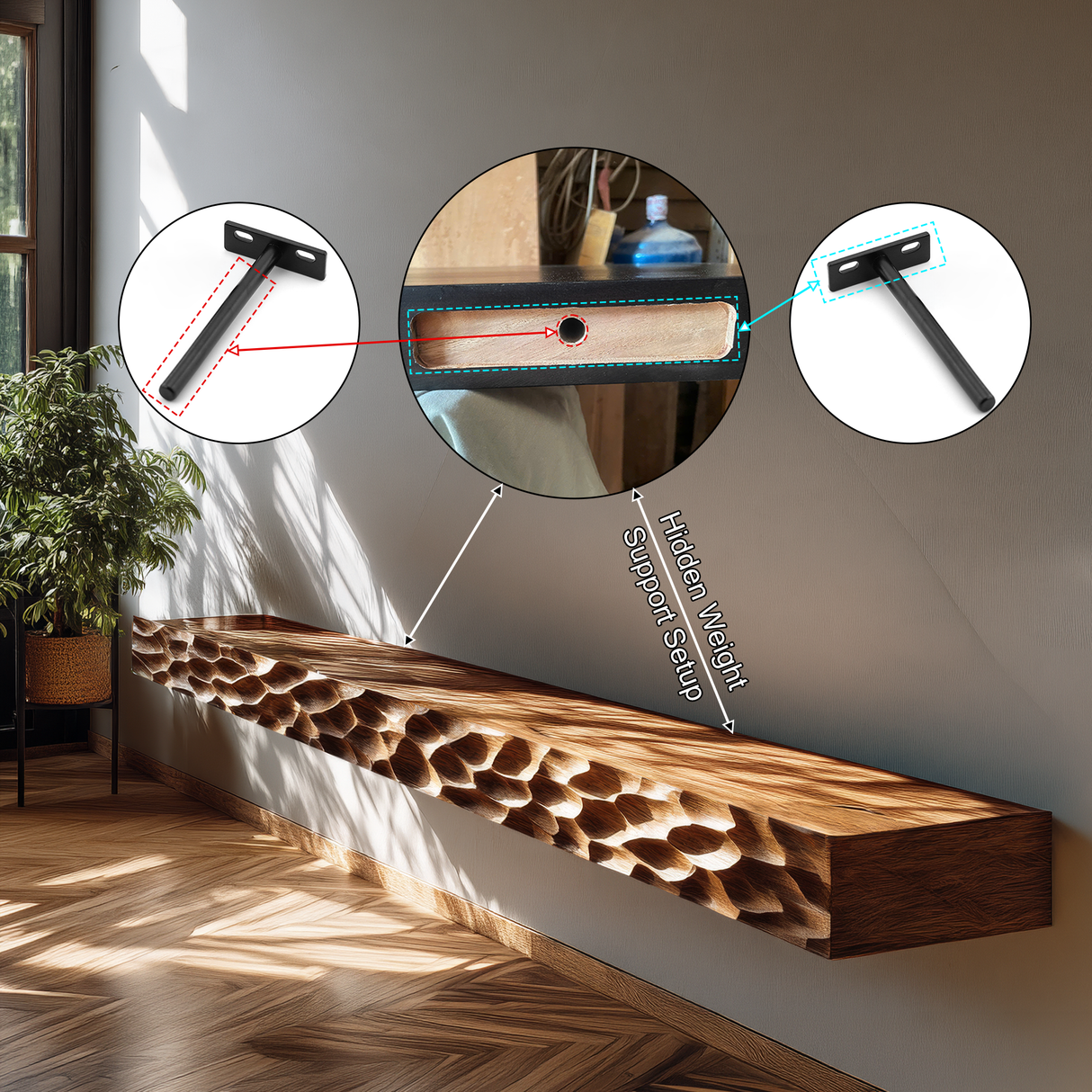 Zerith Sculpted Solid Wood Floating Shelf SPA565431 - Timberustic Floating Shelf