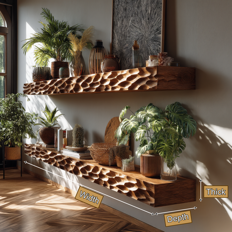 Zerith Sculpted Solid Wood Floating Shelf SPA565431 - Timberustic Floating Shelf