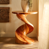 Zerith Sculpted Solid Wood Pedestal Stand - Timberustic Pedestal Stand
