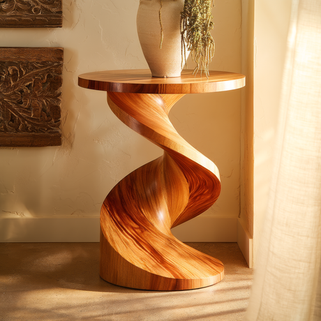 Zerith Sculpted Solid Wood Pedestal Stand - Timberustic Pedestal Stand