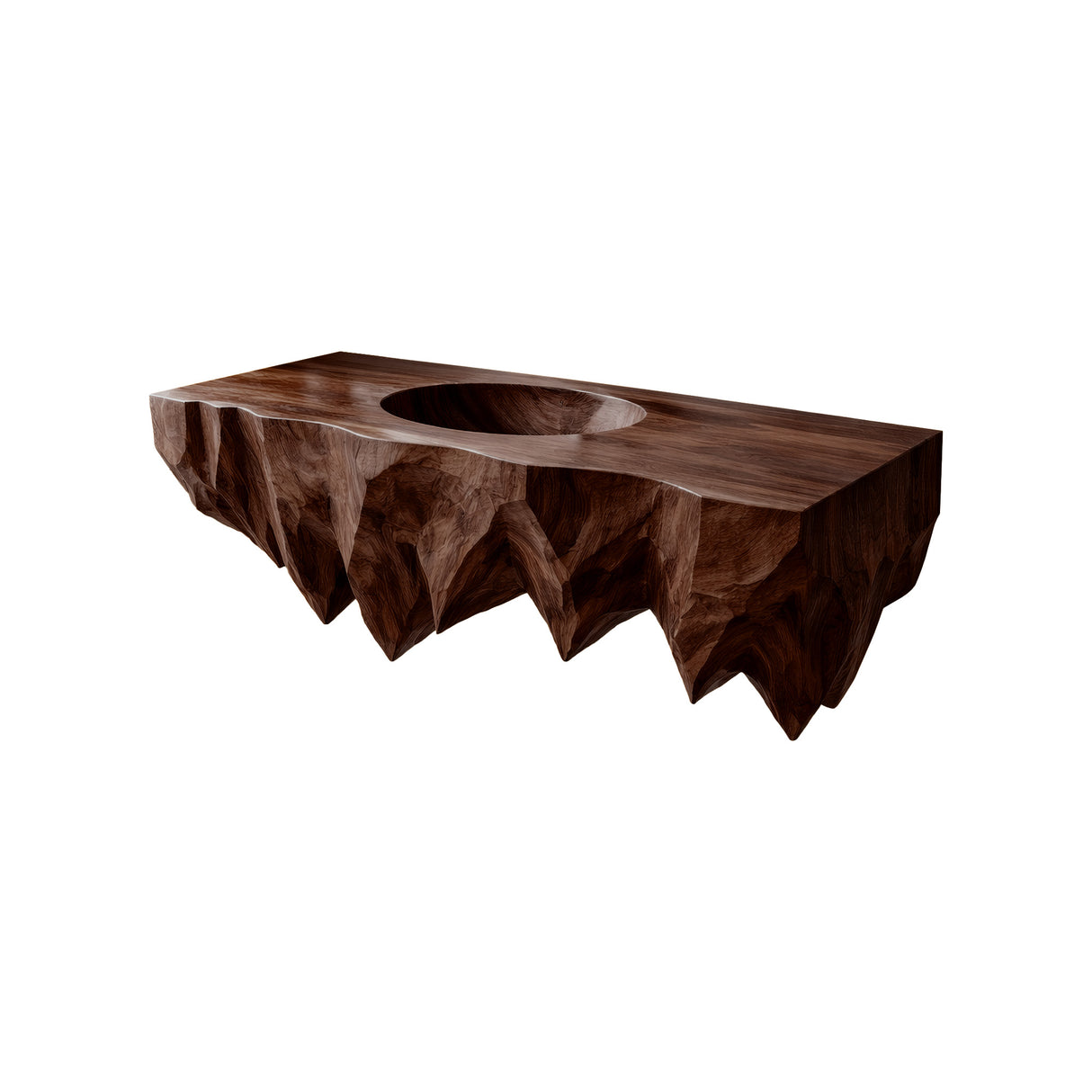 Zerith Sculptural Solid Wood Floating Bathroom Vanity with Integrated Sink Dark Walnut - Timberustic Floating Bathroom Vanity with Integrated Sink