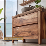 Zerithon Flow Solid Wood Freestanding Bathroom Vanity with Drawers - Timberustic Freestanding Bathroom Vanity with Drawers