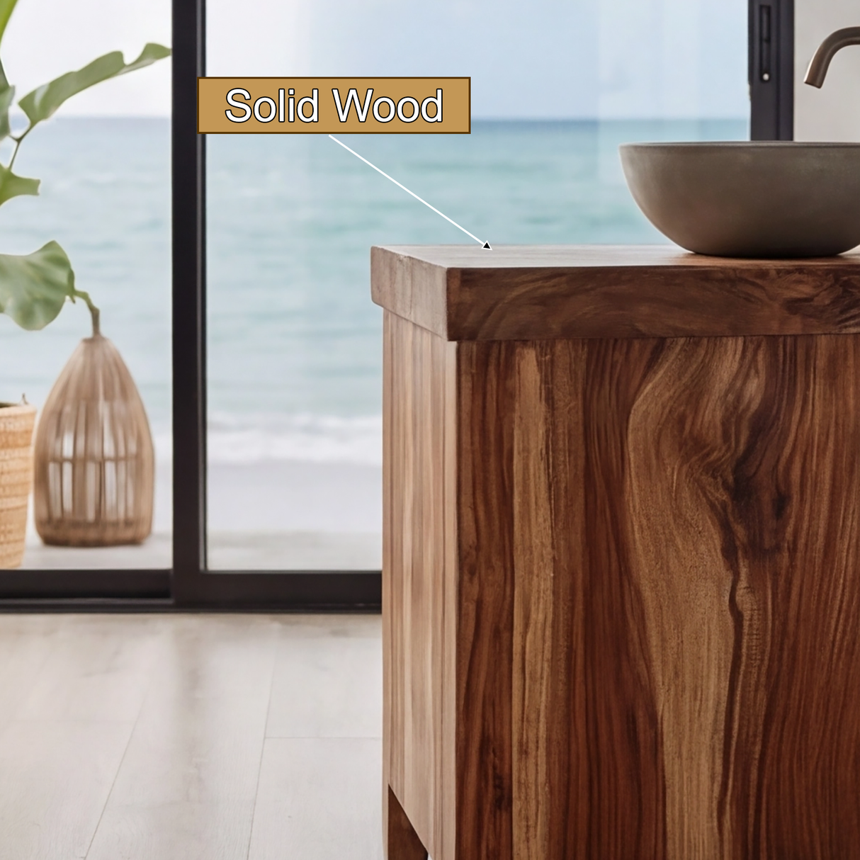 Zerithon Flow Solid Wood Freestanding Bathroom Vanity with Drawers - Timberustic Freestanding Bathroom Vanity with Drawers