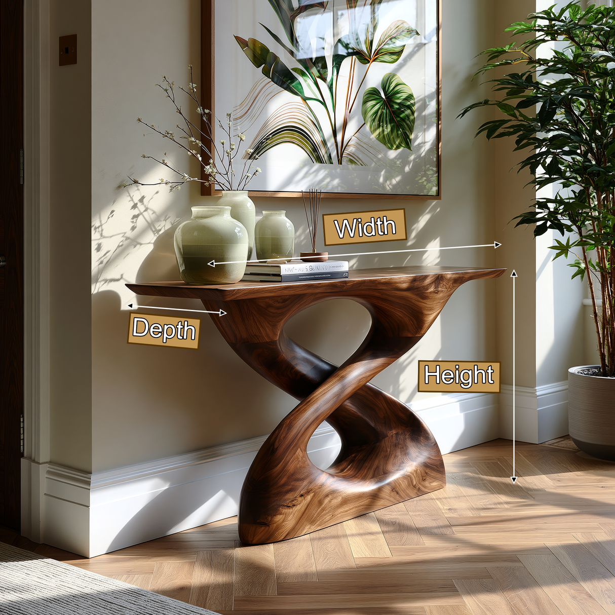 Zerithon Sculpted Solid Wood Console Table - Timberustic Console Table