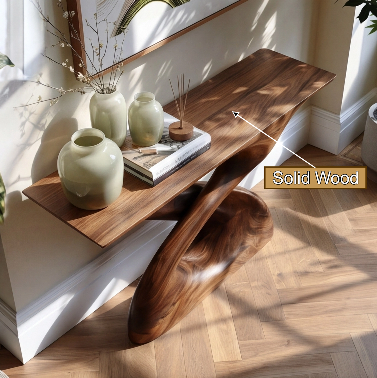 Zerithon Sculpted Solid Wood Console Table - Timberustic Console Table