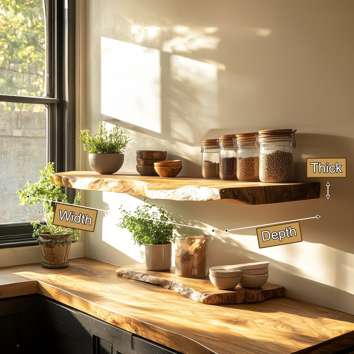 Zerivon Live Edge Solid Wood Floating Shelf SPA526841 - Timberustic Floating Shelf