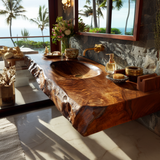 Zerona Live Edge Solid Wood Floating Bathroom Vanity with Integrated Sink SPA353646 - Timberustic Floating Bathroom Vanity with Integrated Sink