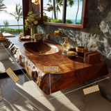 Zerona Live Edge Solid Wood Floating Bathroom Vanity with Integrated Sink SPA353646 - Timberustic Floating Bathroom Vanity with Integrated Sink