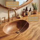 Zerune Live Edge Solid Wood Floating Bathroom Vanity with Integrated Sink and Open Storage - Timberustic Floating Bathroom Vanity with Integrated Sink and Open Storage