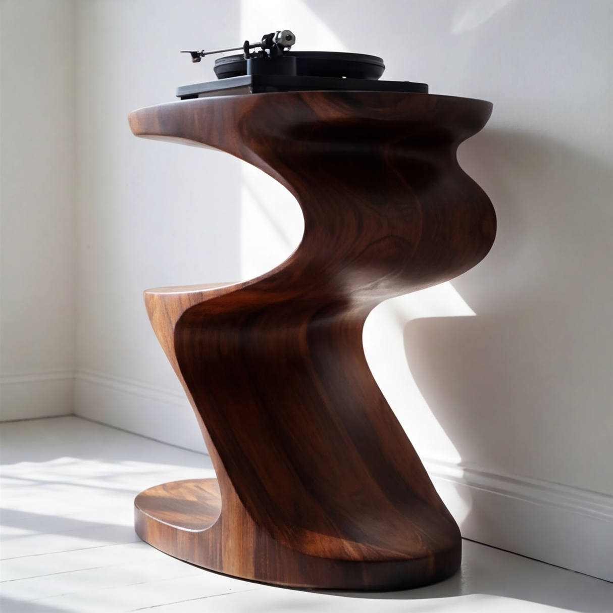 Zorenth Handcrafted Solid Wood Record Player Stand - Timberustic Record Player Stand With Storage