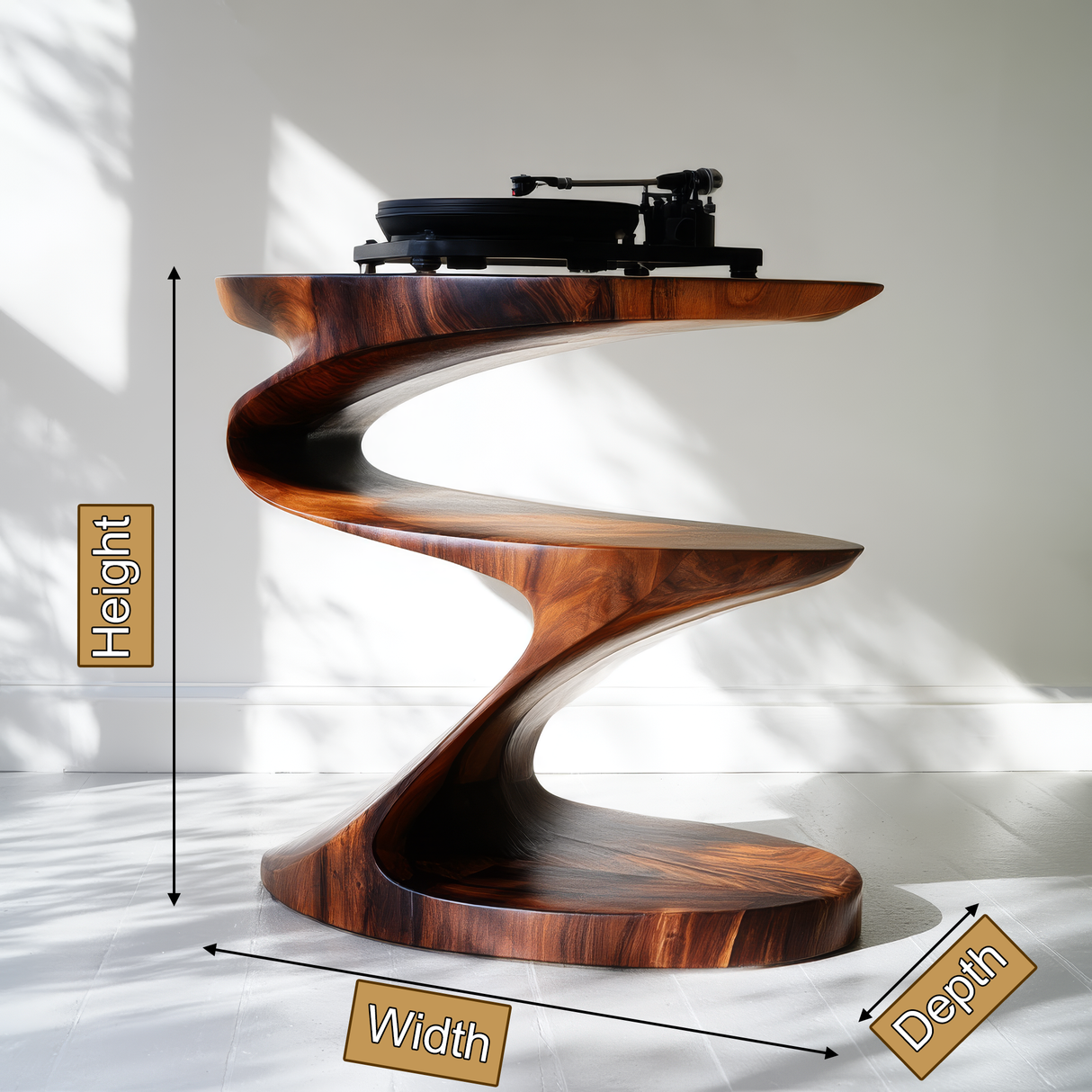 Zorenth Handcrafted Solid Wood Record Player Stand - Timberustic Record Player Stand With Storage