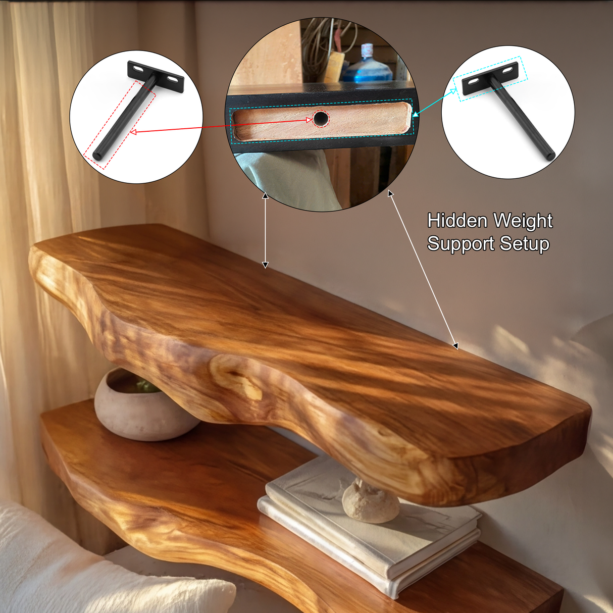 Zorvane Live Edge Solid Wood Floating Shelf SPA947232 - Timberustic Floating Shelf