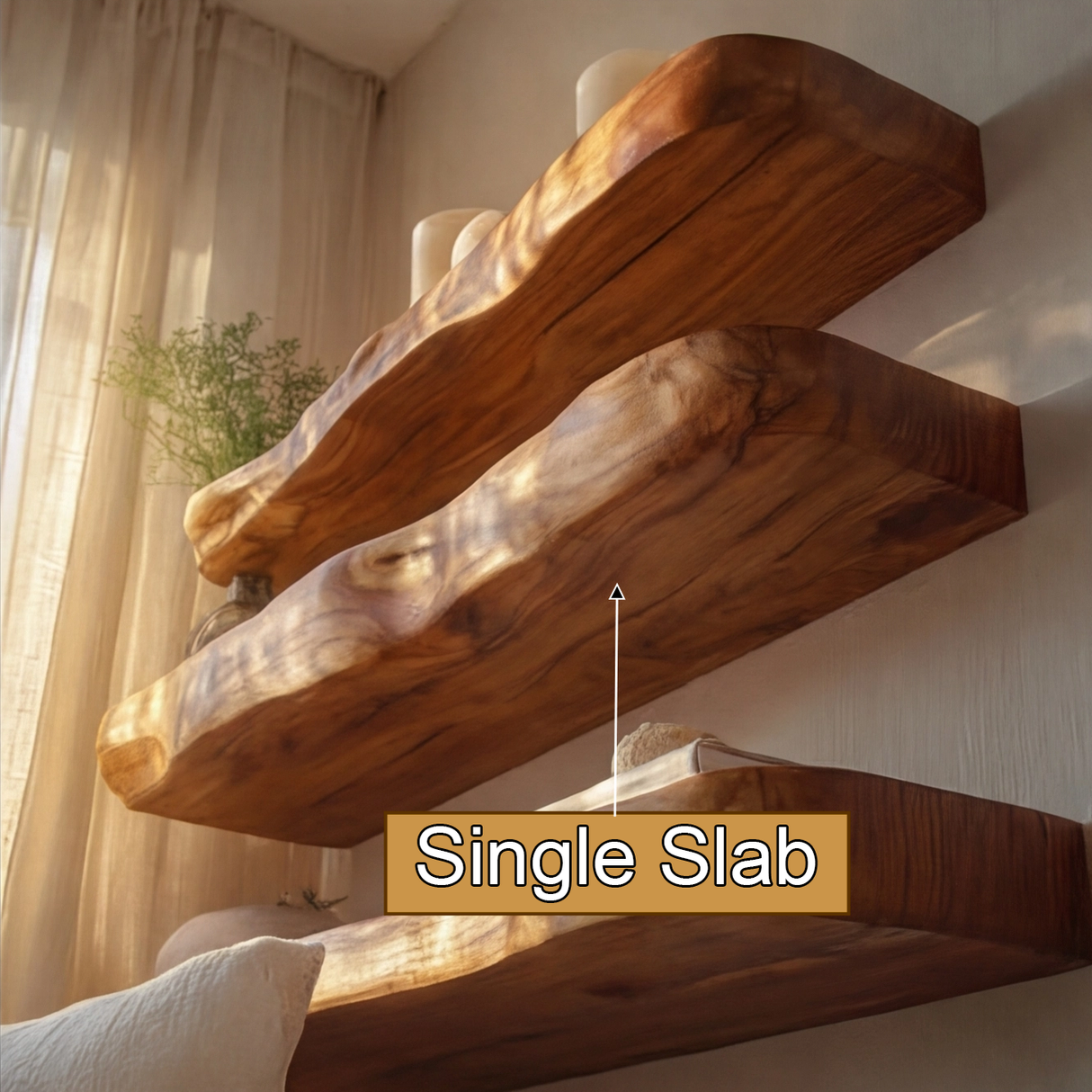 Zorvane Live Edge Solid Wood Floating Shelf SPA947232 - Timberustic Floating Shelf