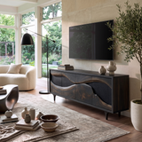 Zorvane Live Edge Solid Wood TV Cabinet Black - Timberustic TV Cabinet