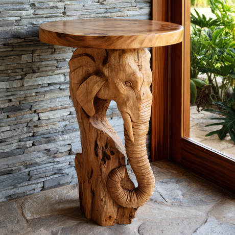 Zorvane Sculpted Solid Wood Pedestal Stand - Timberustic Pedestal Stand
