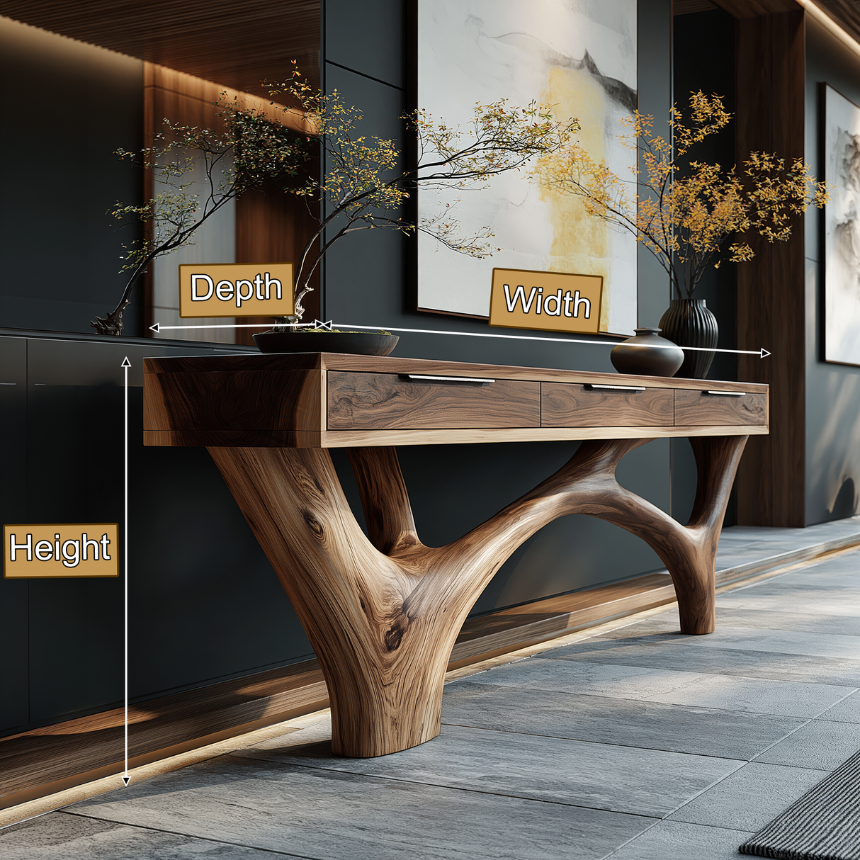Zorvane Solid Wood Sculpted Console Table - Timberustic Console Table