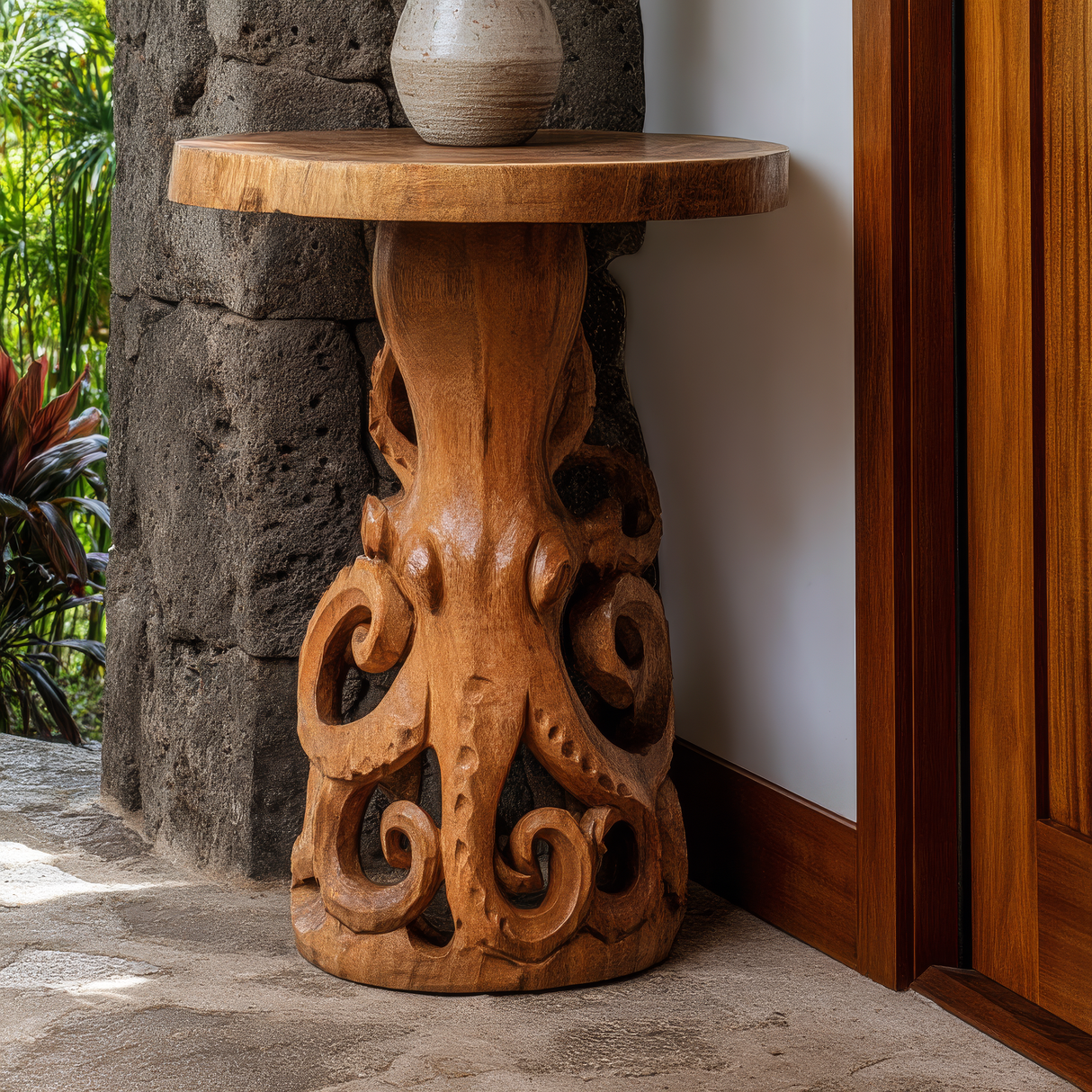Zorvath Rootform Solid Wood Pedestal Stand - Timberustic Pedestal Stand