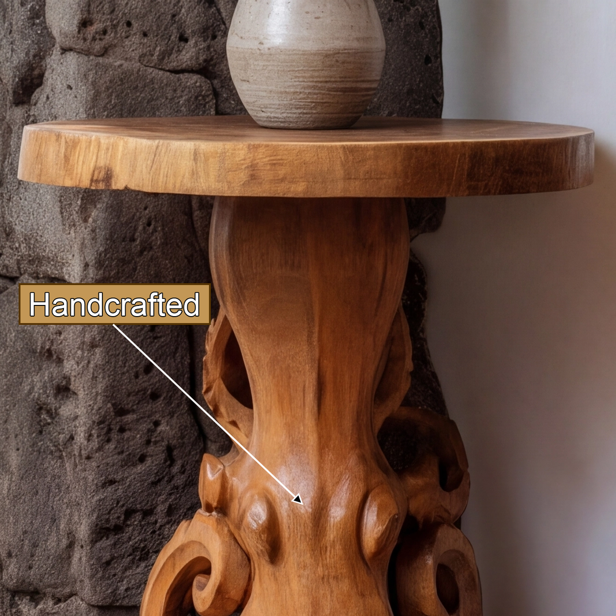 Zorvath Rootform Solid Wood Pedestal Stand - Timberustic Pedestal Stand