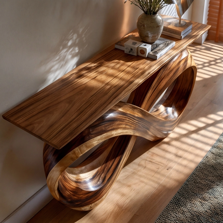 Zorvayne Sculpted Solid Wood Console Table - Timberustic Console Table