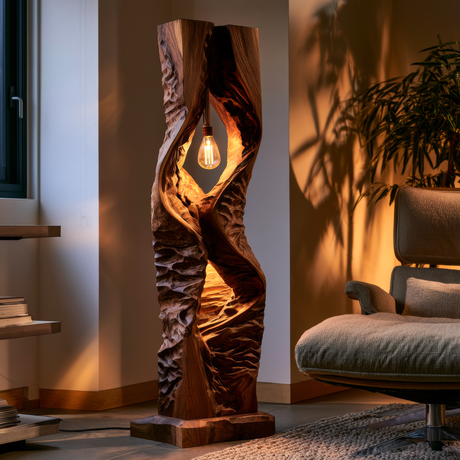 Zorveth Sculpted Solid Wood Floor Lamp - Timberustic Floor Lamp