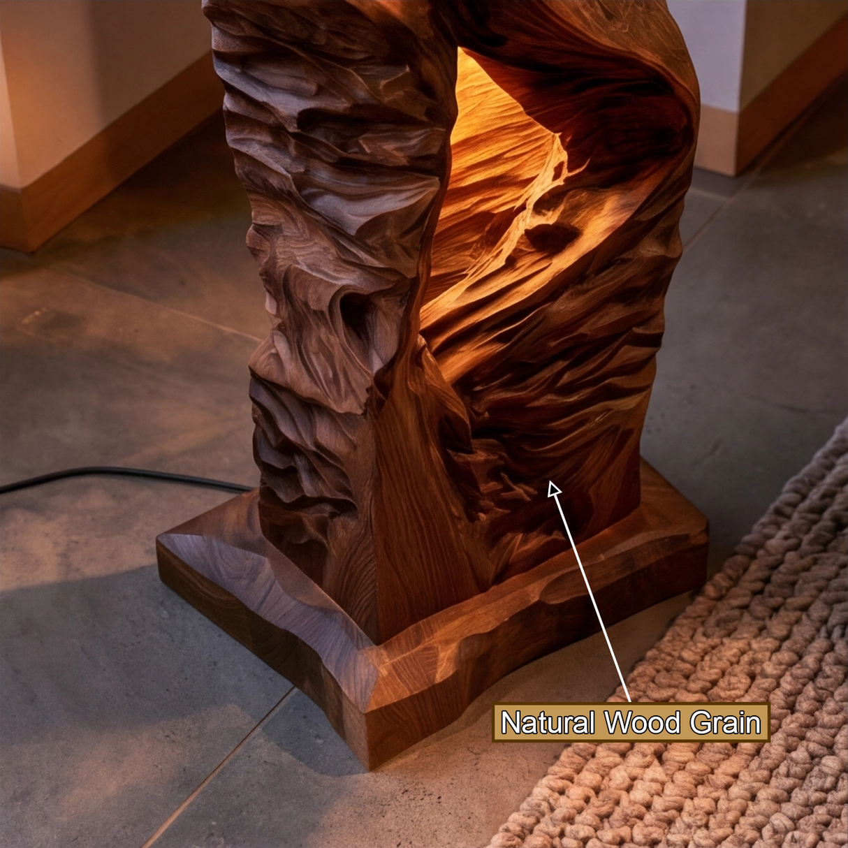 Zorveth Sculpted Solid Wood Floor Lamp - Timberustic Floor Lamp