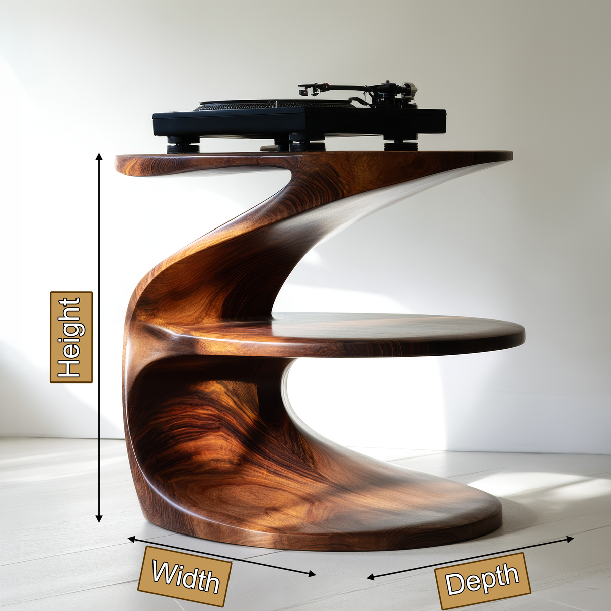Zorvyn Handcrafted Solid Wood Record Player Stand