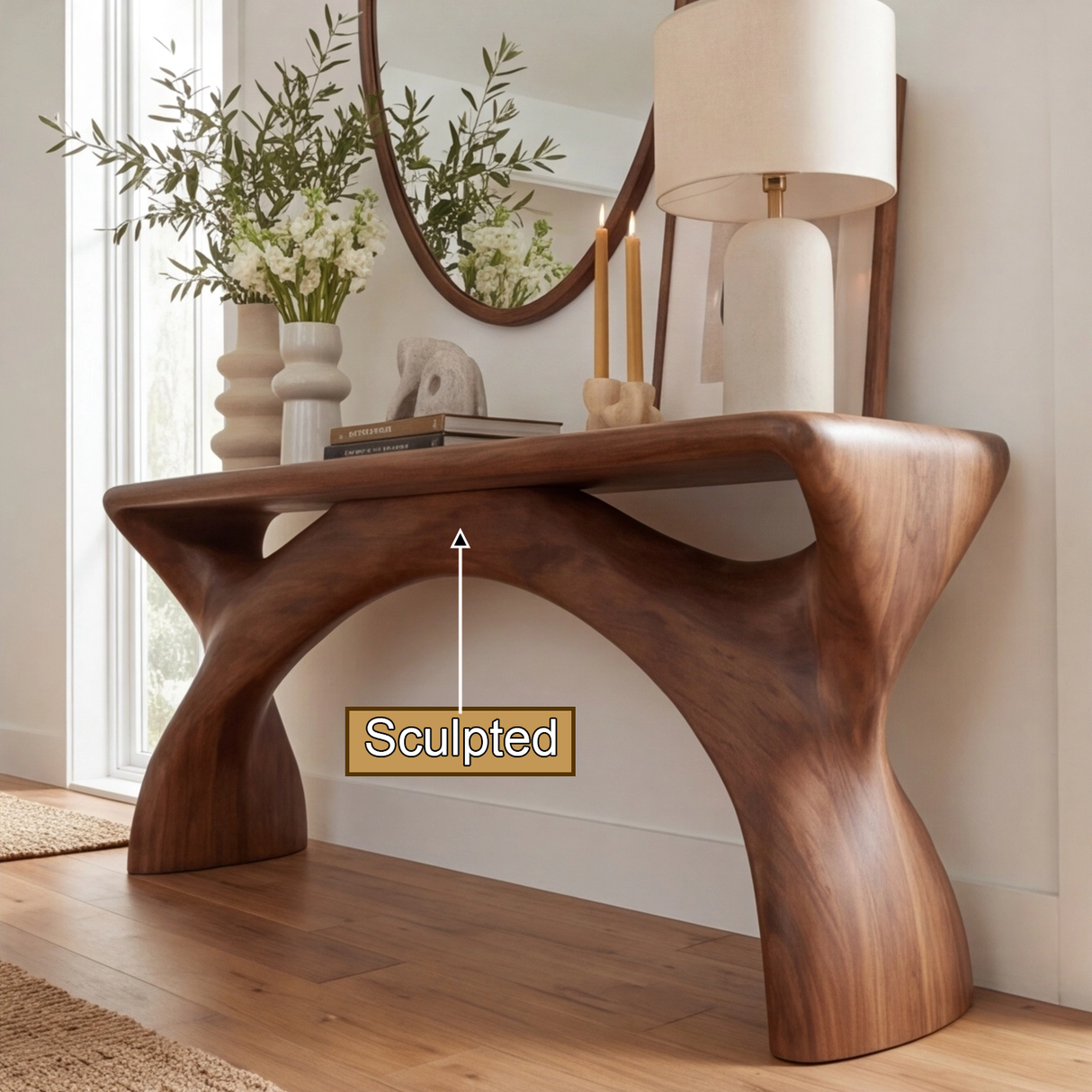 Zorvyn Sculpted Solid Wood Console Table - Timberustic Console Table