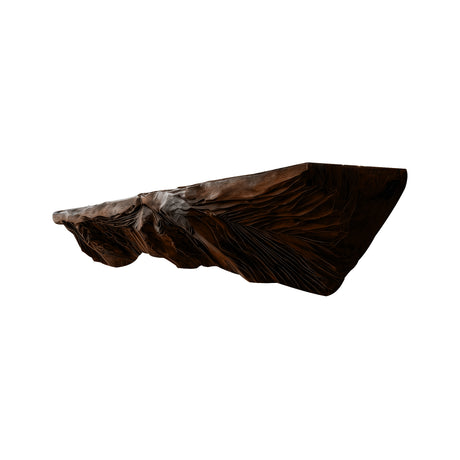 Zorynth Wave-Carved Solid Wood Fireplace Mantel Shelf Dark Walnut - Timberustic Fireplace Mantel Shelf