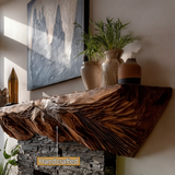 Zorynth Wave-Carved Solid Wood Fireplace Mantel Shelf - Timberustic Fireplace Mantel Shelf