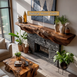 Zorynth Wave-Carved Solid Wood Fireplace Mantel Shelf - Timberustic Fireplace Mantel Shelf