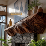 Zorynth Wave-Carved Solid Wood Fireplace Mantel Shelf - Timberustic Fireplace Mantel Shelf