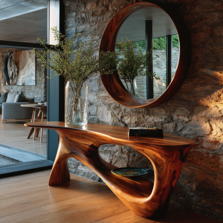 Zylarith Sculpted Solid Wood Console Table - Timberustic Console Table