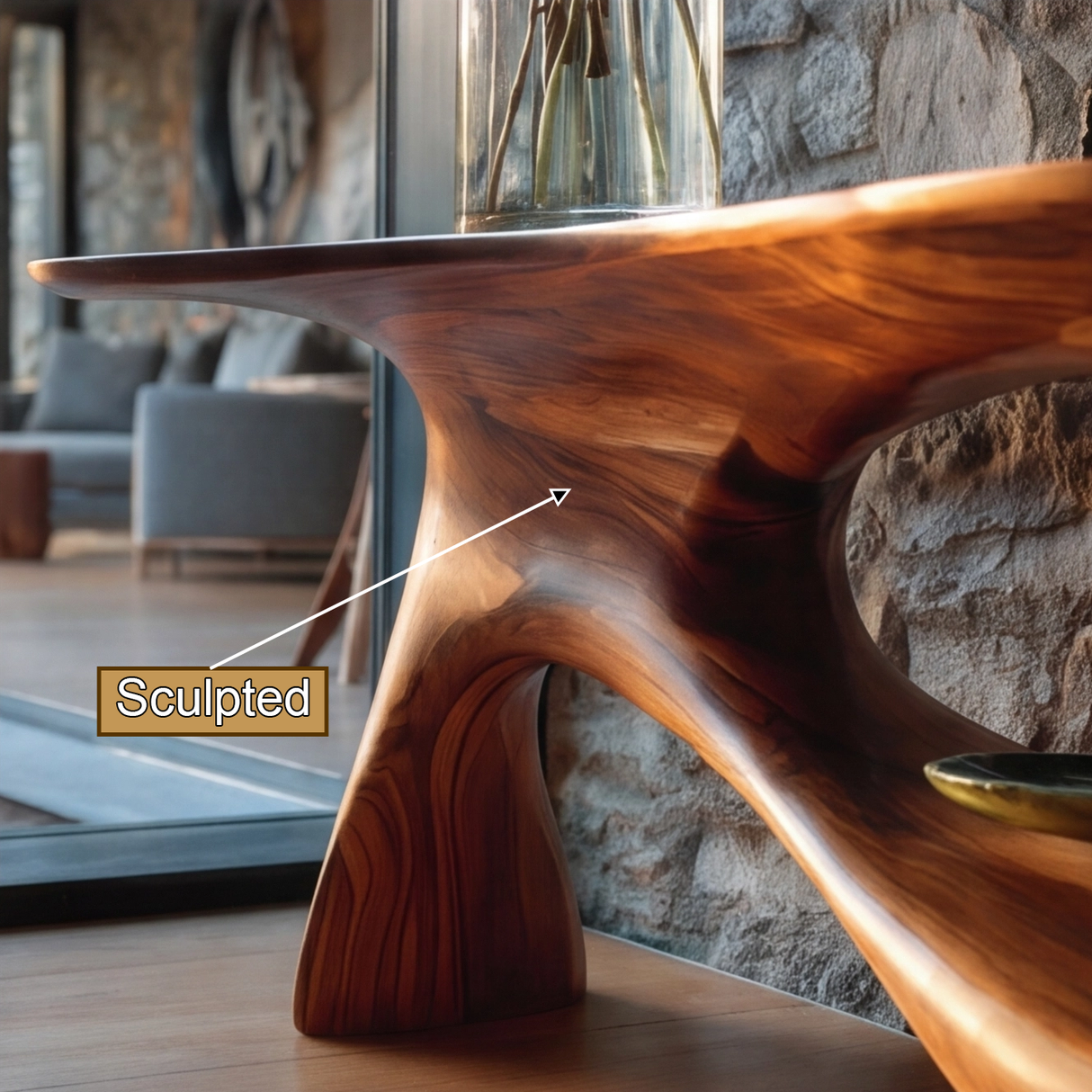 Zylarith Sculpted Solid Wood Console Table - Timberustic Console Table