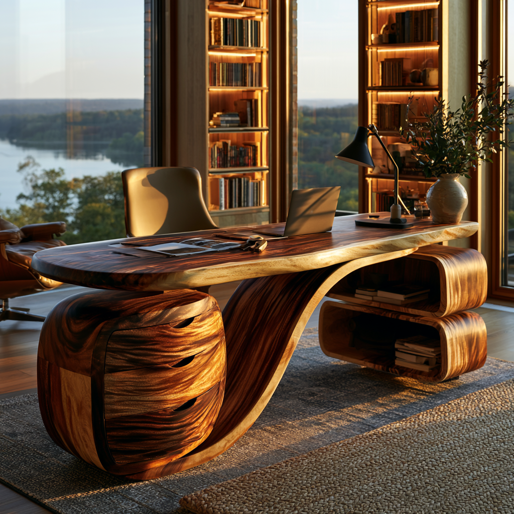 Zyphoria Handcrafted Solid Wood Desk with Drawers - Timberustic Desk With Drawers