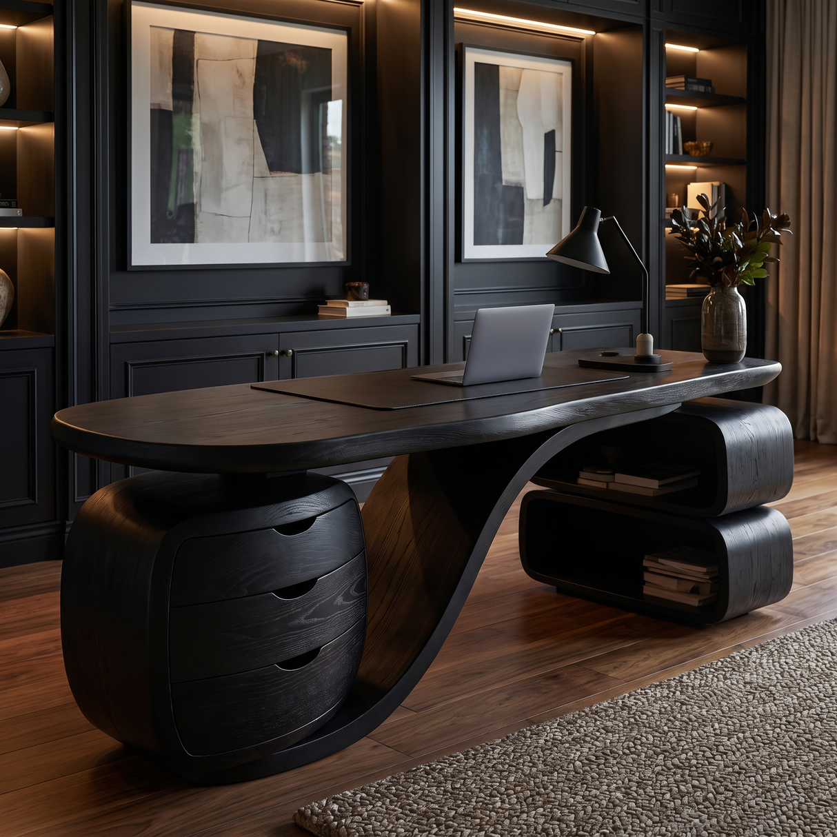 Zyphoria Handcrafted Solid Wood Desk with Drawers Black - Timberustic Desk With Drawers