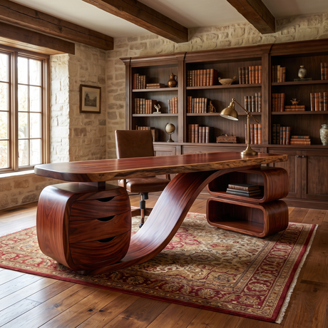 Zyphoria Handcrafted Solid Wood Desk with Drawers Mahogany - Timberustic Desk With Drawers
