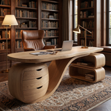 Zyphoria Handcrafted Solid Wood Desk with Drawers Natural Oak - Timberustic Desk With Drawers