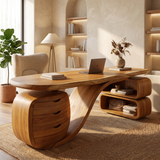 Zyphoria Handcrafted Solid Wood Desk with Drawers Teak - Timberustic Desk With Drawers