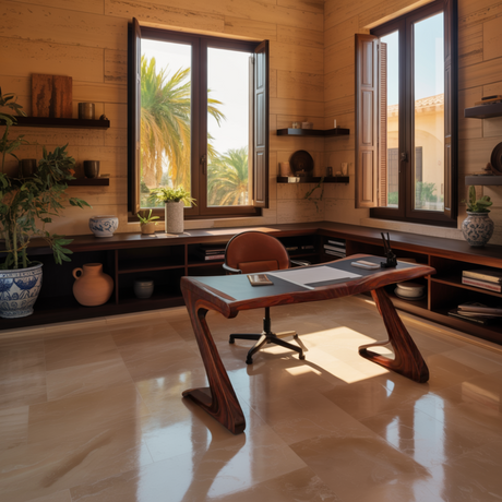 Zyra Curved Solid Wood Sculptural Desk