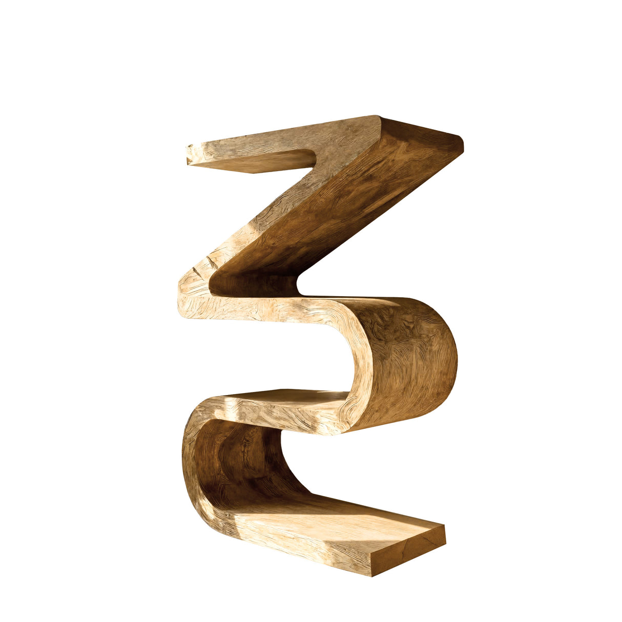 Zyra Sculpted Solid Wood Decorative Bookshelf Natural Oak - Timberustic Decorative Bookshelf