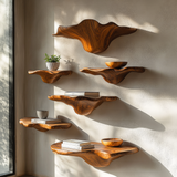 Zyrelith Sculpted Solid Wood Mushroom Floating Shelf SPA489464 - Timberustic Floating Shelf